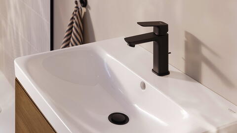 Schwarzmatte Armaturen sind super auch für Putzmuffel