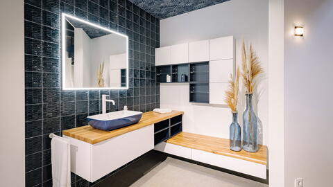 Aufsatzwaschbecken auf einem Unterschrank