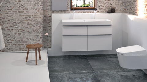 Große Fliesen für das kleine Bad