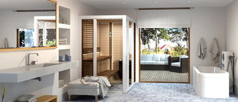 Kleine Sauna im Badezimmer