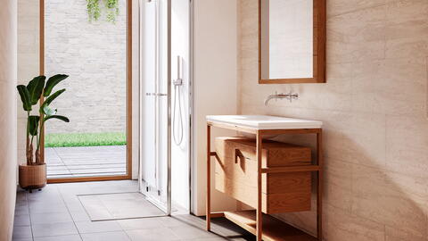 Badezimmer im Japandi-Style