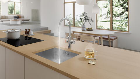 Der WATERCHAMPION liefert kochendes Wasser direkt aus dem Wasserhahn.