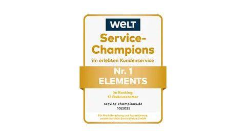 Siegel Service Champions 2025 mit Hintergrund