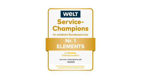 Siegel Service Champions 2025 mit Hintergrund