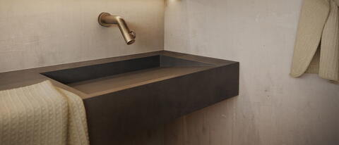 Nahaufnahme eines dunklen Waschbeckens